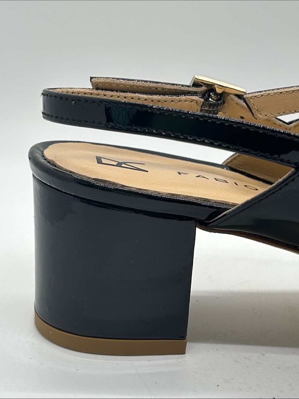 Fabio Rusconi Black Patent Square Toe Slingback Heels Shoes **Size 39/US 9**š„š„ - Picture 7 of 8